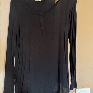 Black Long Sleeve Henley Top